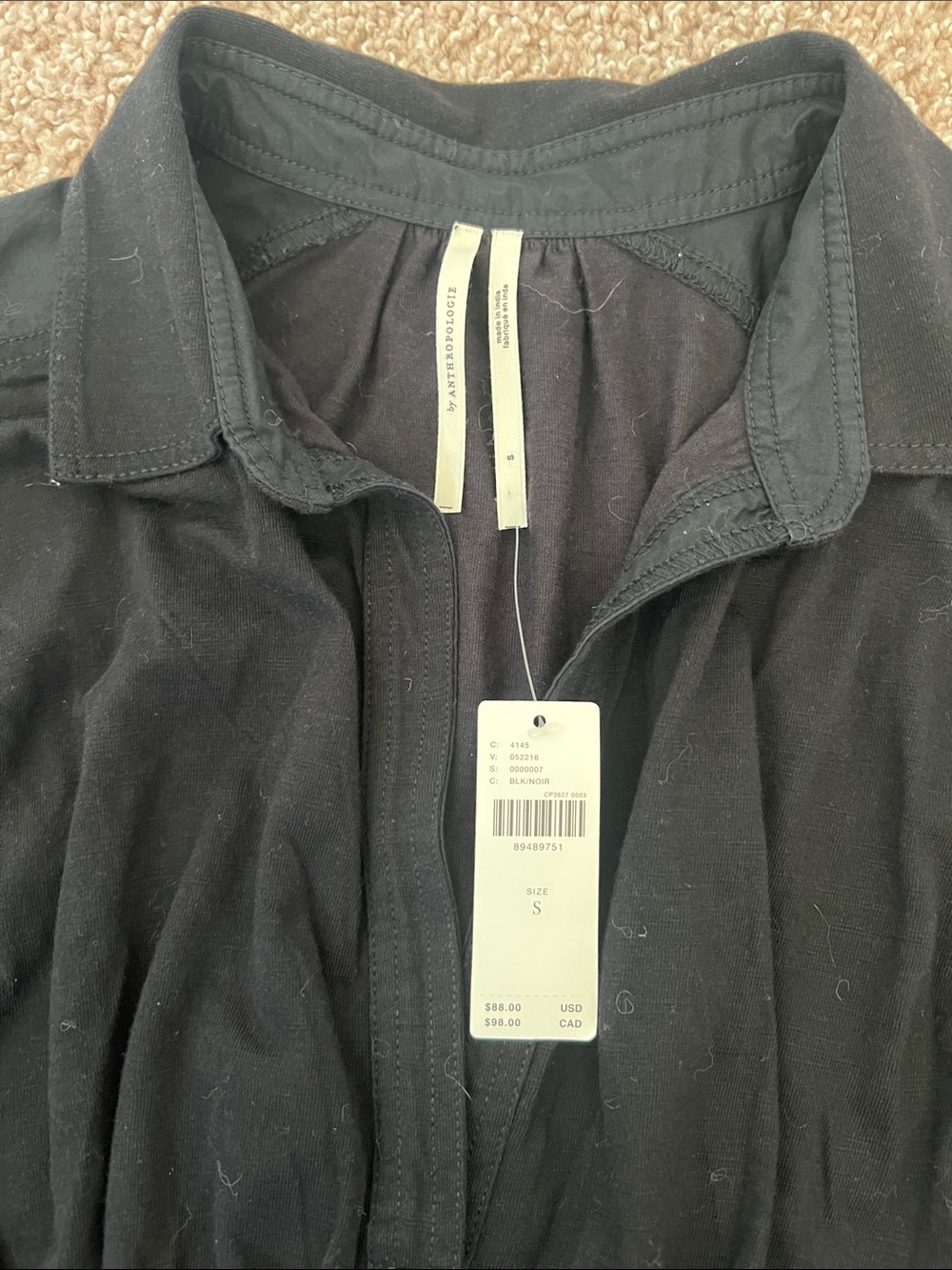 Anthropologie - NWT! - Black Sleeveless Cutout Shirt Dress - Picture 8 of 9